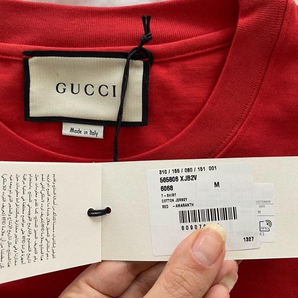 Gucci Logo Tee T-Shirt In Red Size Medium - Picture 9 of 10
